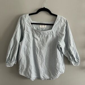 Lucky Brand Light Blue Striped Square-Neck Women's Top